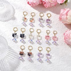 Золотой 7 пары сережек-колец в стиле лэмпворк, форма кошки, золотые, 49x14 мм