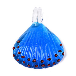 Озёрно--синий Большие подвески, лэмпворк, ручная работа , формы раковины, Плут синий, 54x43.5x13 мм, отверстие : 7.5x7 мм