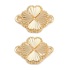 Настоящее золото 18K Латунные текстурированные соединительные подвески, без кадмия, без никеля и без свинца, ссылки на сердечные цветы, реальный 18 k позолоченный, 14x10x2 мм, отверстие : 1.2 мм