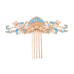 Light Gold Alliage avec des fers à cheveux, fleur, avec l'émail, pour accessoire de bijoux à bricoler soi-même, or et de lumière, 70x96x3mm