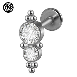 Плоский Круглый G23 титановые безрезьбовые лабреты, со стразами для женщин, цвет нержавеющей стали, плоско-круглые, 6 мм
