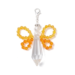 Оранжевый Стеклянные подвески в виде ангела, подвески из клешней лобстера, для ключей для сумок, оранжевые, 65~70x38~45x13 мм