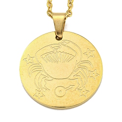 Cancer Constellation Pendant Necklaces, 201 Stainless Steel Cable Chain Necklaces, Cancer, 19.96 inch(50.7cm)