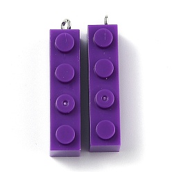 Темно-Фиолетовый Непрозрачные акриловые подвески, с железной платиной петлей, Подвески из длинного прямоугольника, темно-фиолетовый, 35.5x7.5x11.5 мм, отверстие : 2 мм