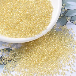 (RR273) Light Yellow Lined Crystal AB Миюки круглые бусины рокайль, японский бисер, 11/0, (rr 273) светло-желтый кристалл с линовкой ab, 11/0, 2x1.3 мм, отверстие : 0.8 мм, Около 1111 шт / 10 г