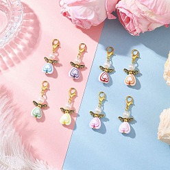 Антично-золотой и Золотой Акриловые подвесные украшения, ангел, Сплав с застежками когтя омара, античный золотой и золотой, 34 мм