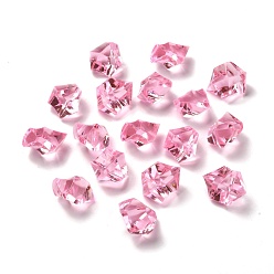 Pink Irregular-shape Acrylic Rhinestone, Artificial Ice Gems for Vase Fillers Home Decorations, Pink, 21x16x13.5~14mm, about 600pcs/kg