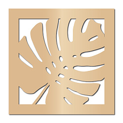 Leaf Laser Cut Unfinished Basswood Wall Decoration, for Kids Painting Craft, Home Decoration, Word HOME with Paw Print, Leaf, 300x300x6mm