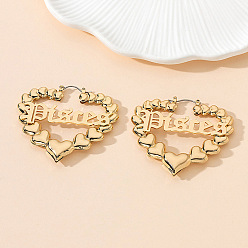 Рыбы Серьги сплава обручем, сердце, золотые, Рыбы, 60x53 мм