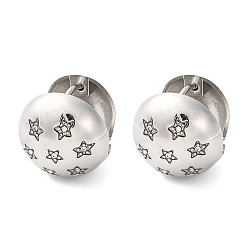 Белый 304 серьги-кольца из нержавеющей стали с прозрачным кубическим цирконием для женщин, круглая со звездой, цвет нержавеющей стали, белые, 15x15x16.5 мм