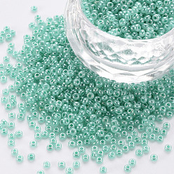 Светлый Морско-зеленый 12/0 бисер имитация нефрита, непрозрачные цвета блеск, круглые, светло-зеленый, 2x1.5 мм, отверстие : 1 мм, Около 40000 шт / фунт