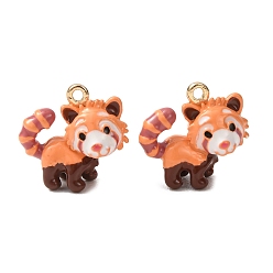 Raccoon Подвески из эмали и сплава, животные прелести, золотые, амулеты из енота, 15.5x16.5x9 мм, отверстие : 1.4 мм