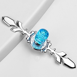 Светло-Голубой Цинковый сплав и k9 ручка ящика с черепом из хрусталя, с винтами, шкаф тянет ручки для ящика, аксессуары для дверных ручек, Хэллоуин тема, платина, Небесно-голубой, 118 мм