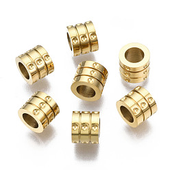 Echt 14 k vergoldet 316 chirurgische Edelstahlperlen, Kolumne, echt 14 k vergoldet, 6x5 mm, Bohrung: 3.5 mm