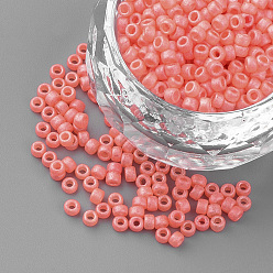 Salmon Opaque Glass Round Seed Beads, Frosted Style, Salmon, 2.5x1.5~2mm, Hole: 1mm, about 50g/bag