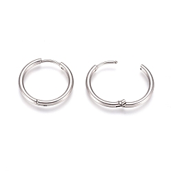 Stainless Steel Color 304 Stainless Steel Huggie Hoop Earrings, with 316 Surgical Stainless Steel Pin, Ring, Stainless Steel Color, 20x2mm, 12 Gauge, Pin: 0.9mm