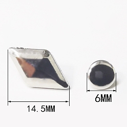 Platinum Alloy Collision Rivets, for Clothes Bag Shoes Leather Craft, Rhombus, Platinum, 14.5x8.5x4mm