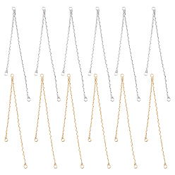 Платиновый & Золотой 12 шт. 2 цвета латунные звенья цепи люстры, форма цепи, платиной и золотом, 53.5x3x1 мм, отверстие : 1.2 мм, 6 шт / цвет