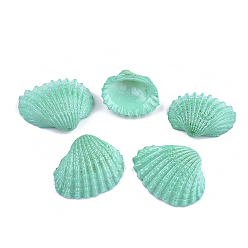 Medium Aquamarine Spray Painted Sea Shell Pendants, Medium Aquamarine, 13~20x17~25x6~8mm, Hole: 1.2mm