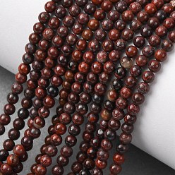 Брекчированных Джаспер Природные брекчированных яшмы бисер нитей, круглые, 3~3.5 мм, отверстие : 0.7 мм, около 135~139 шт / нитка, 14.76''~14.96'' (37.5~38 см)