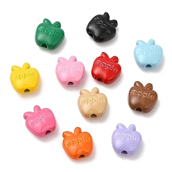 Mixed Color Spray Painted Alloy Beads, Cadmium Free & Lead Free, Apple, Mixed Color, 9x8.5x5mm, Hole: 1.8mm