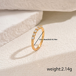 None Кольца для женщин с микропаве из латуни и кубическими цирконами, золотые