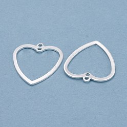 925 Sterling Silver Plated Brass Pendants, Long-Lasting Plated, Heart, 925 Sterling Silver Plated, 21x19x1mm, Hole: 1.4mm