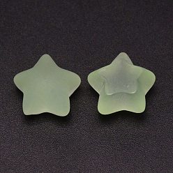 Dark Sea Green Frosted Resin Cabochons, Star, Dark Sea Green, 18x19x12mm