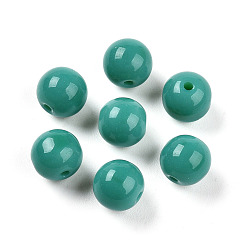 Светлый Морско-зеленый Непрозрачные однотонные стеклянные бусины, круглые, светло-зеленый, 8~8.5 мм, отверстие : 1.2~1.6 мм, Около 1420 шт / 1000 г