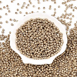 Бледно-Золотистый 6/0 стакан бисер, стиль цвета металлик, круглые, бледно золотарник, 6/0, 4 мм, отверстие : 1.5 мм, Около 4500 шт / фунт