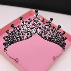 Черный Цвет Металла Повязки для волос в виде черепа из сплава, корона, аксессуары для волос для женщин, металлический черный , 140x50 мм