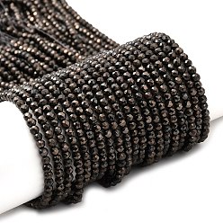 Металлическо-черное Гальванопокрытие Стеклянные бусины с гальваническим покрытием , полное покрытие, граненые круглые, покрытие черного цвета металла, 3x2.5 мм, отверстие : 0.7 мм, около 130~135 шт / нитка, 33~36 см