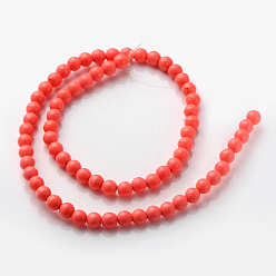 Synthetic Coral Synthetic Coral Beads Strands, Dyed, Round, Pink, about 6mm in diameter, hole: about 0.8mm, 15~16 inch