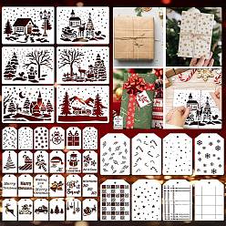 Белый 38шт. трафареты для рисования рождественских животных, с железными кольцами, белые, 75~170x50~178x0.3 мм