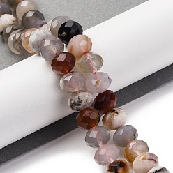 Вишневый агат Натуральные вишневые агатовые бусины, граненые, рондель, 9x7 мм, отверстие : 1 мм, около 53 шт / нитка, 15.35'' (39 см)