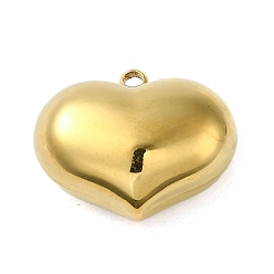 Настоящее золото 18K 304 подвески из нержавеющей стали, шарма сердца, реальный 18 k позолоченный, 25.5x30x15 мм, отверстие : 2.5 мм