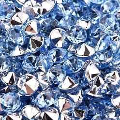 Васильковый Имитация taiwan акриловый горный хрусталь указал назад кабошоны, граненые, алмаз, васильковый, 4x3 мм