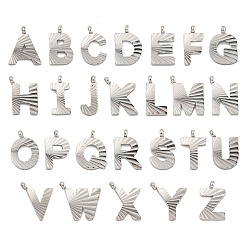 Нержавеющая Сталь Цвет Буква a~z 304 подвески из нержавеющей стали, гравированная фигурка ручной работы, полностью отполированный, цвет нержавеющей стали, 12.5~14x6.5~13.5x2 мм, отверстие : 1.8 мм, 26 шт / комплект