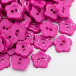 Темно-Розовый Акриловые швейные пуговицы, для одежды , пластиковые пуговицы , 2-луночное, окрашенные, цветок Wintersweet, темно-розовыми, 12x2 мм, отверстие : 1 мм