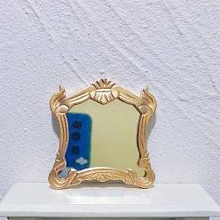Light Gold Украшения для зеркал из смолы и стекла, аксессуары для кукольного домика в микроландшафтном саду, притворяясь опорными украшениями, золотой свет, 55x54x6 мм
