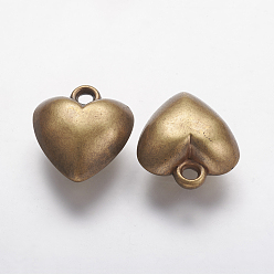 Antique Bronze CCB Plastic Heart Pendants, Antique Bronze, 26x23x12mm, Hole: 3mm