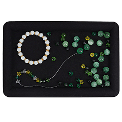 Black Rectangle Velvet Jewelry Plates, Jewelry Plate, Storage Tray for Rings, Necklaces, Earring, Black, 23x15x1.8cm