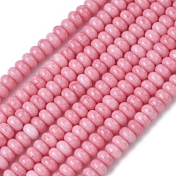 Ярко-Розовый Нити из окрашенных стеклянных бусин с эффектом омбре, имитация нефрита, рондель, ярко-розовый, 4.5x2.5~3 мм, отверстие : 0.7 мм, около 143 шт / нитка, 14.76~14.84 дюйм (37.5~37.7 см)