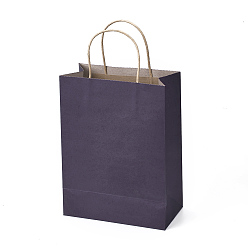 Prusia Azul Bolsas de papel de color puro, bolsas de regalo, bolsas de compra, con asas, Rectángulo, null, 28x21x11 cm