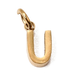 Letter U 304 Edelstahl Reize, Brief Reize, poliert, Ionenbeschichtung (ip), echt 18 k vergoldet, Buchstabe u, 8x4x2 mm, Bohrung: 2.5 mm