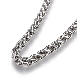 Stainless Steel Color 304 Stainless Steel Wheat Chain Necklaces, with Lobster Claw Clasps, Stainless Steel Color, 19.9 inch(50.5cm), 5.6mm