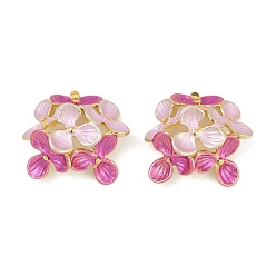 Темно-Розовый 304 нержавеющей стальной эмали подвески, ионное покрытие (ip), , реальный 18 k позолоченный, темно-розовыми, 22.5x25.5x12.5 мм, отверстие : 1.4 мм