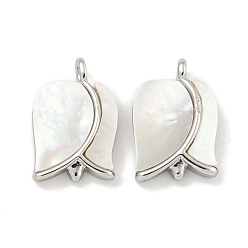 Платина Подвески из латуни с морской ракушкой и цветком розы, платина, 13x8x2.5 мм, отверстие : 1.8 мм