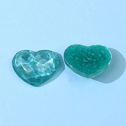 Dark Cyan Transparent Resin Cabochons, Heart with Water Ripple, Dark Cyan, 17x21mm