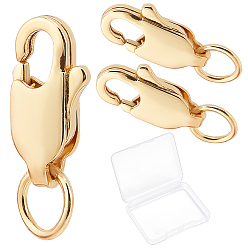 Настоящее золото 18K 10шт латунные застежки-лобстеры, без кадмия, без никеля и без свинца, овальные, реальный 18 k позолоченный, 12x6x3 мм, отверстие : 3.8 мм